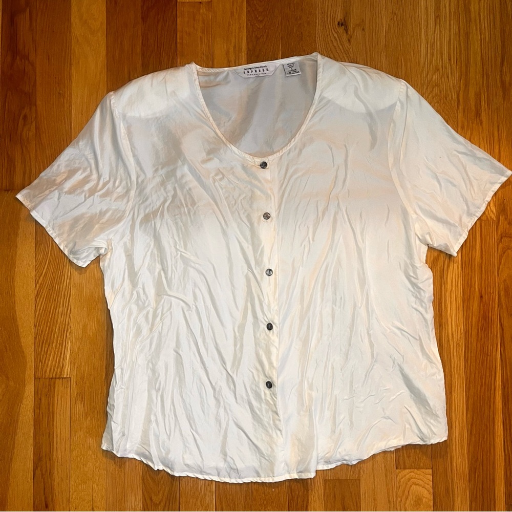 Vintage 100% silk blouse in ivory